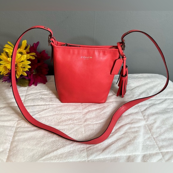 Coach 19901 Legacy Leather Mini Duffle Crossbody Bag Pink/Coral w/Tassels - Picture 3 of 16
